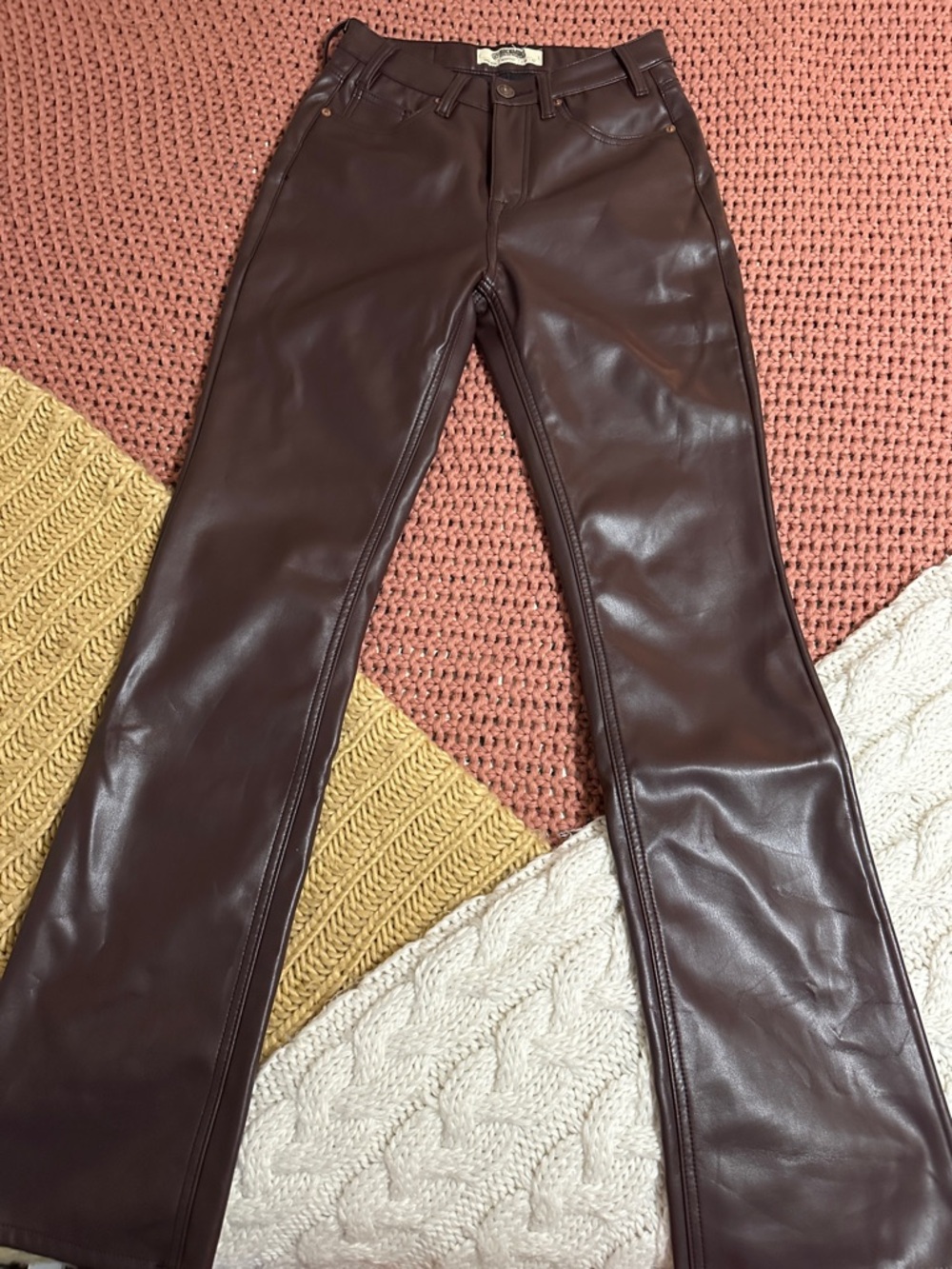 Rock and Roll Brown Faux Leather Pants